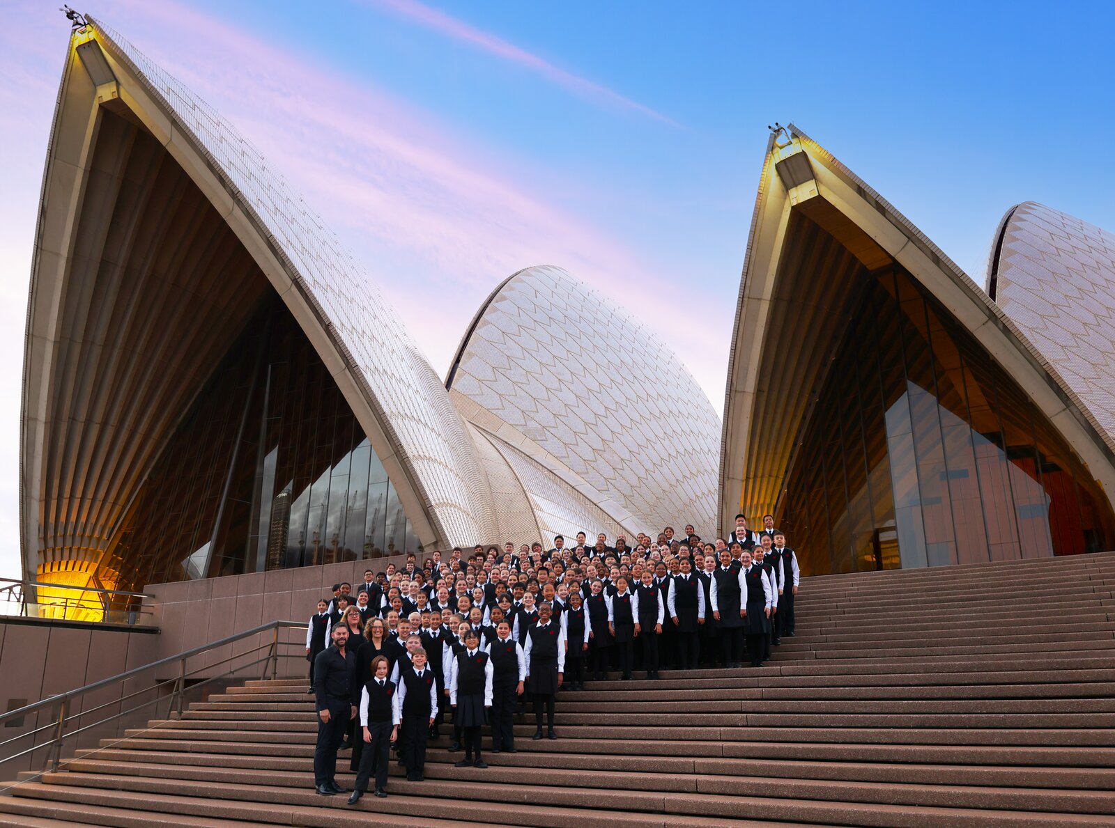 National Children's Chorus performing on the steps of the Sydney Opera House